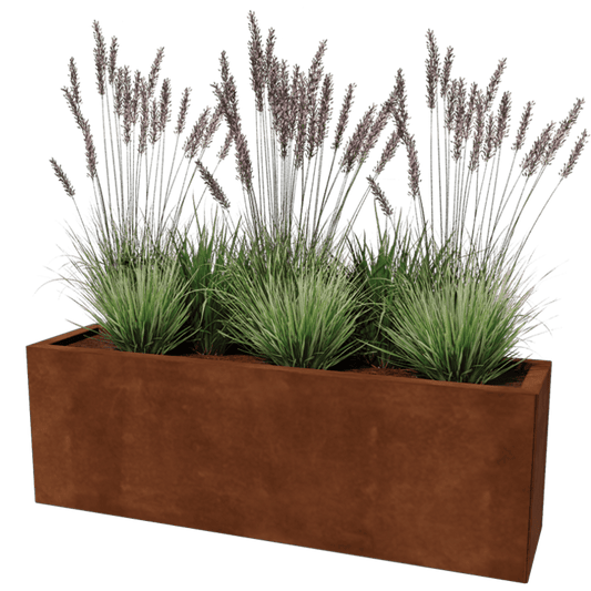 Corten steel planter rectangular 30 x 120 cm