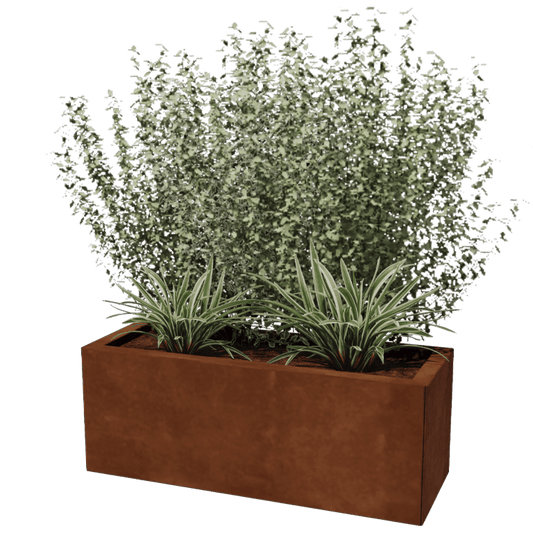 Corten steel planter rectangular 30 x 80 cm