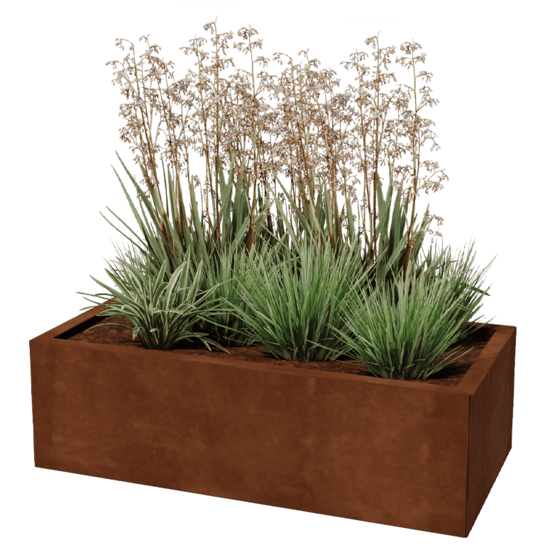 Corten steel planter rectangular 50 x 100 cm