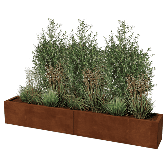 Corten steel planter XXL rectangular 200 x 30 cm
