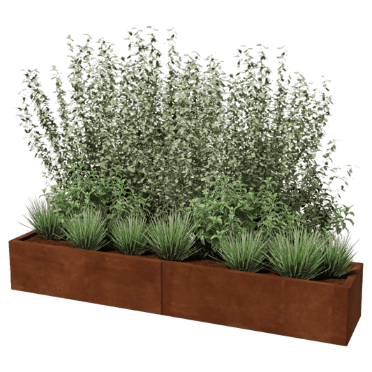Corten steel planter XXL rectangular 200 x 40 cm