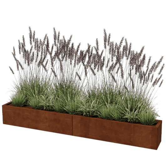 Corten steel planter XXL rectangular 240 x 30 cm