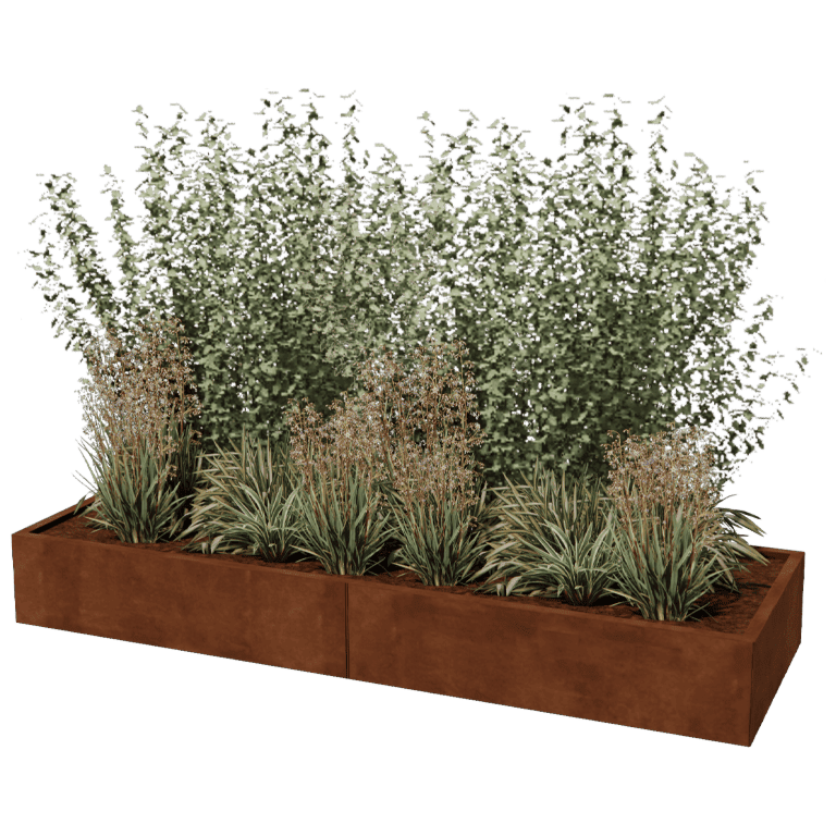 Corten steel planter XXL rectangular 240 x 80 cm