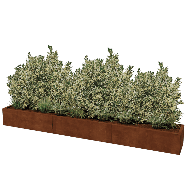 Corten steel planter XXL rectangular 300 x 40 cm