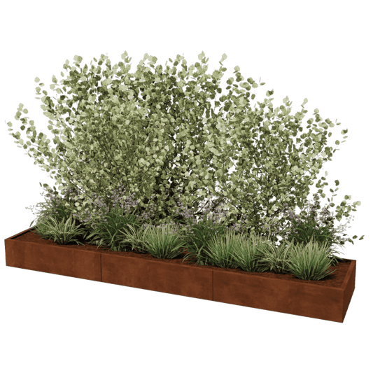 Corten steel planter XXL rectangular 360 x 80 cm