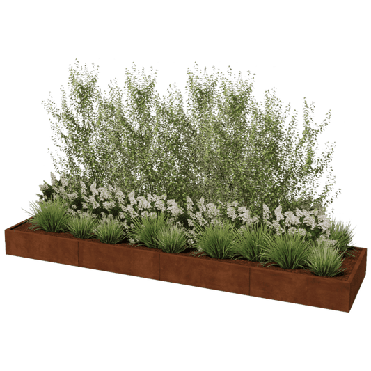 Corten steel planter XXL rectangular 400 x 100 cm
