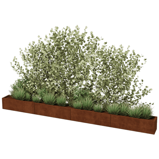 Corten steel planter XXL rectangular 400 x 30 cm