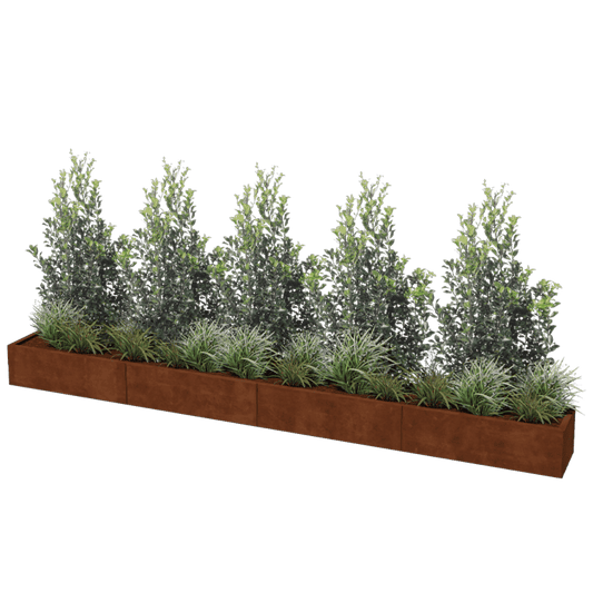 Corten steel planter XXL rectangular 400 x 40 cm
