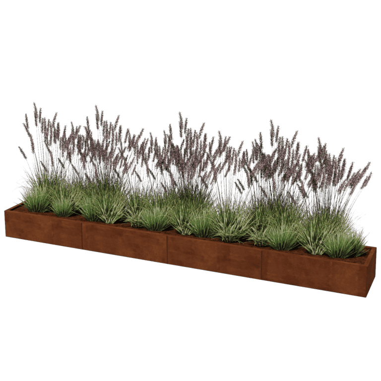 Corten steel planter XXL rectangular 400 x 50 cm
