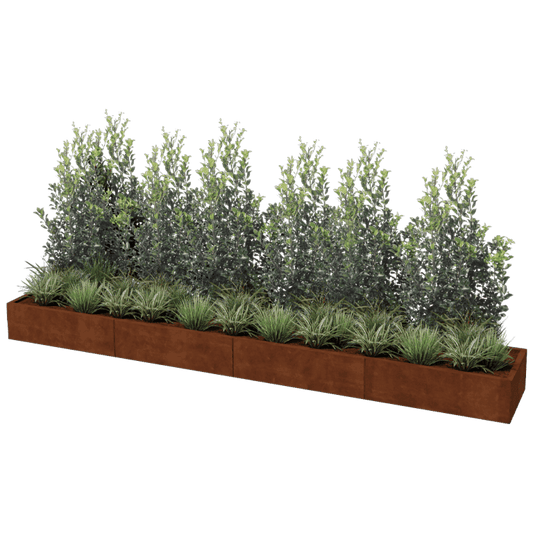 Corten steel planter XXL rectangular 400 x 60 cm