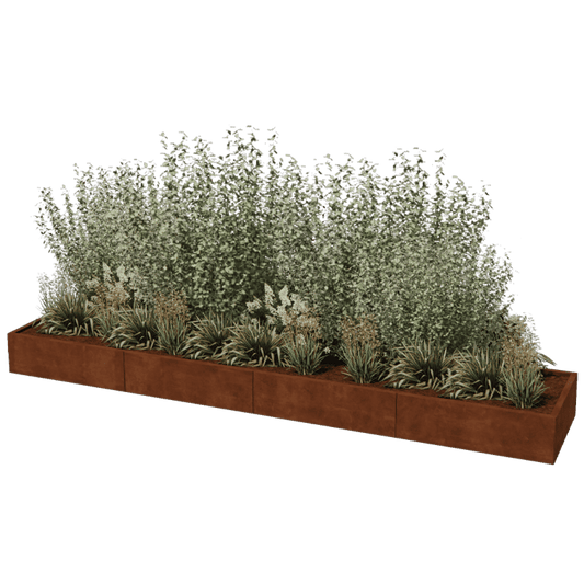 Corten steel planter XXL rectangular 400 x 80 cm
