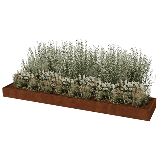 Corten steel planter XXL rectangular 480 x 100 cm