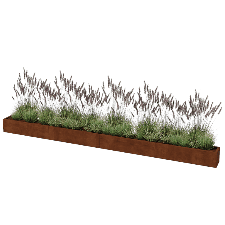 Corten steel planter XXL rectangular 480 x 30 cm