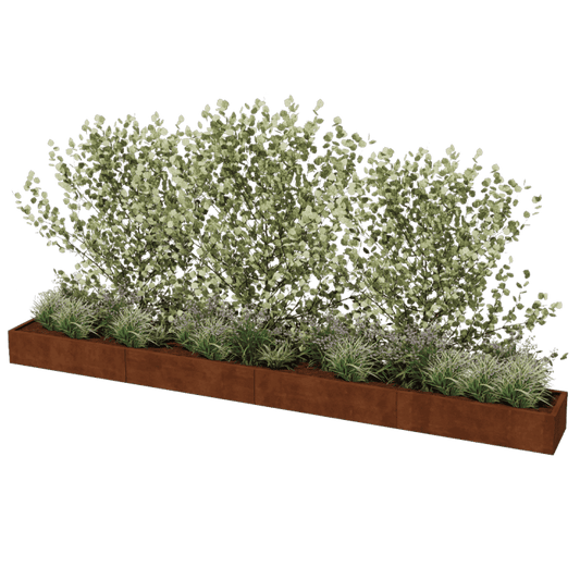 Corten steel planter XXL rectangular 480 x 50 cm