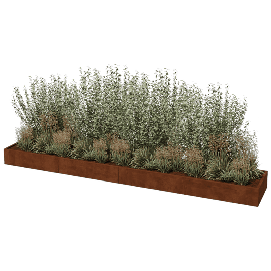 Corten steel planter XXL rectangular 480 x 80 cm