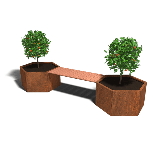 Cortenstaal plantenbak met bankje 294,4 cm