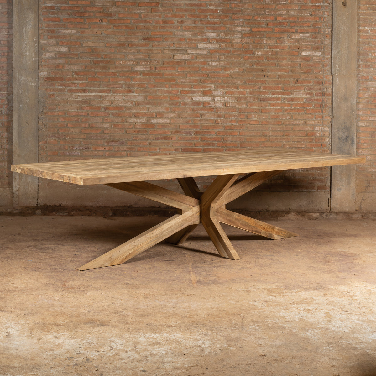 Table de jardin rectangulaire haut de gamme en teck Silang 200 cm