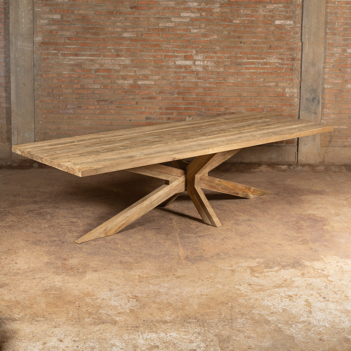 Table de jardin rectangulaire haut de gamme en teck Silang 200 cm