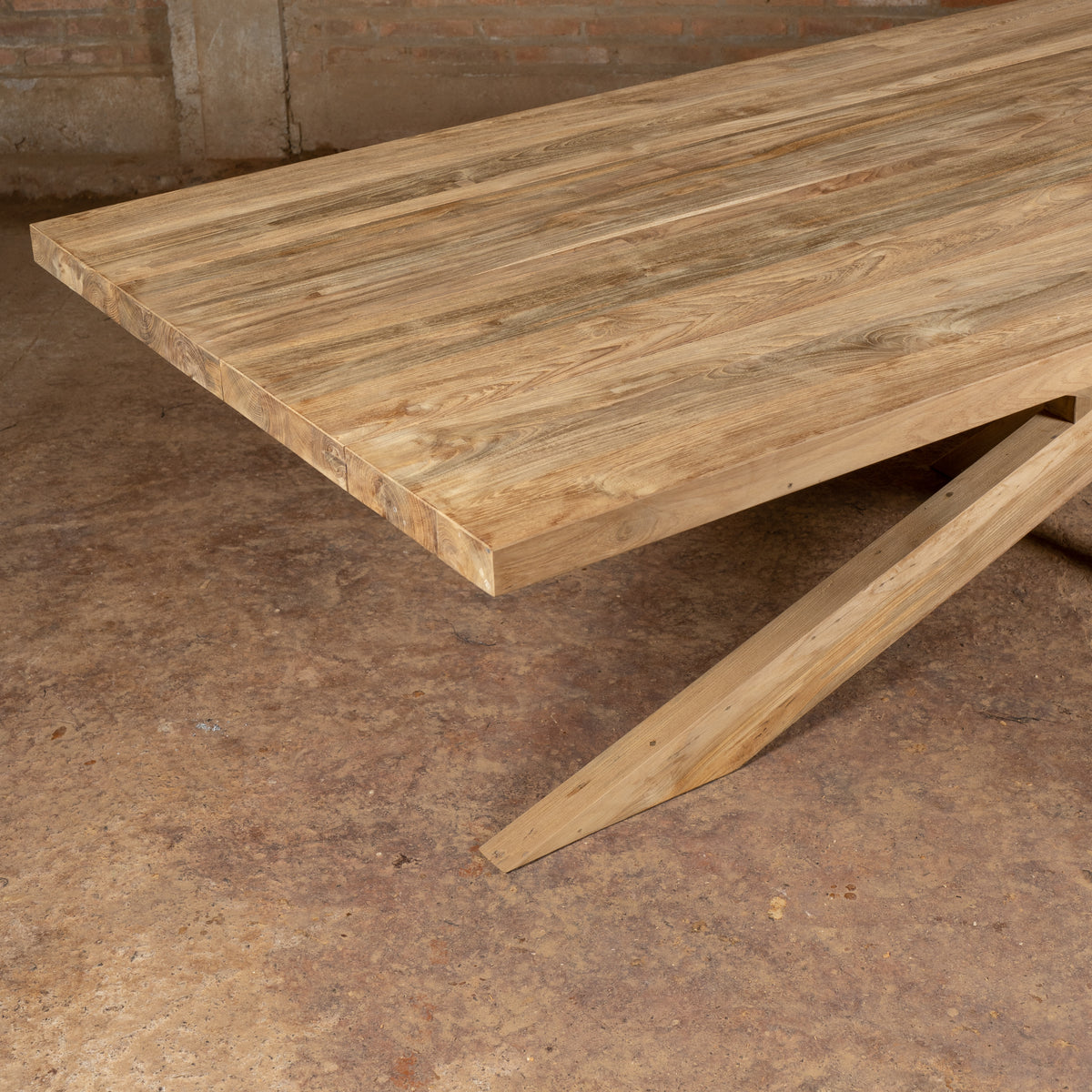 Table de jardin rectangulaire haut de gamme en teck Silang 200 cm