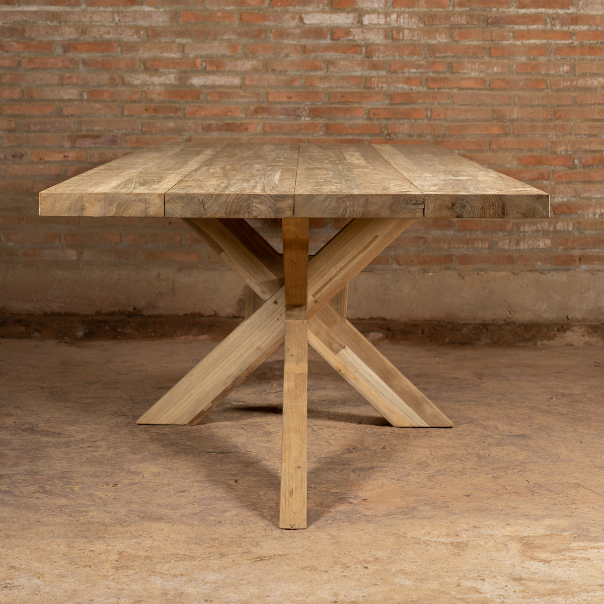 Table de jardin rectangulaire haut de gamme en teck Silang 200 cm