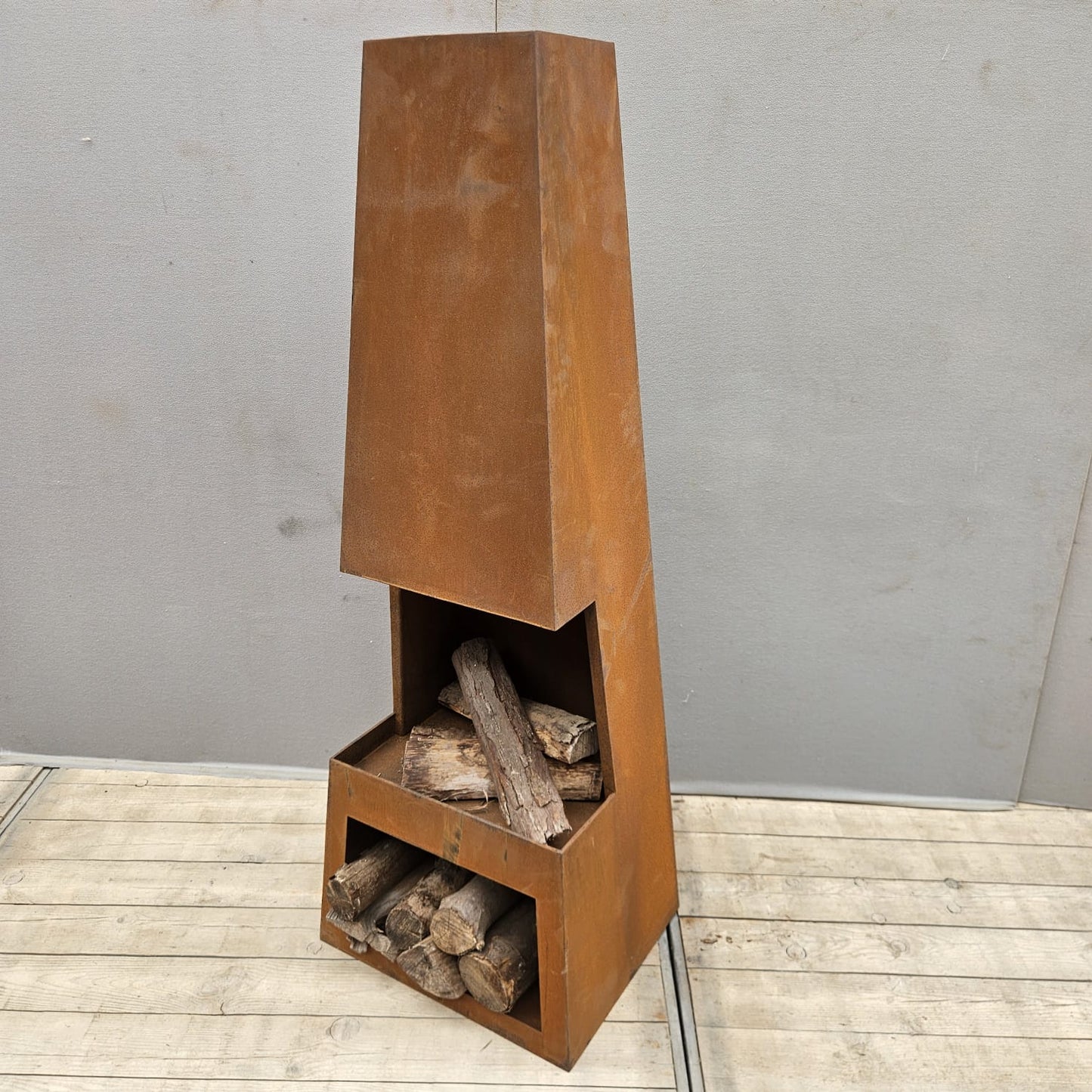 Corten steel patio heater 150 cm x 54 cm x 43 cm