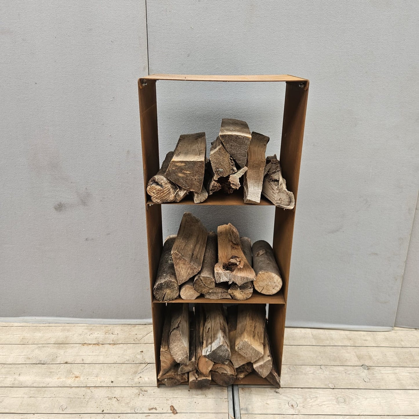 Rangement à bois en acier Corten 120 cm x 50 cm x 35 cm