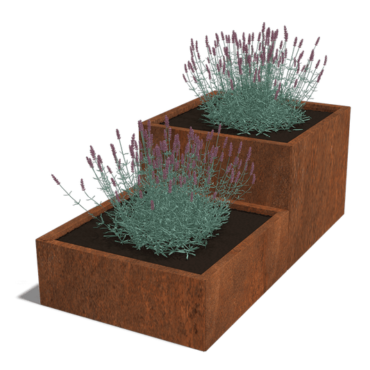 Corten steel planter, step model, 2 x 80 cm