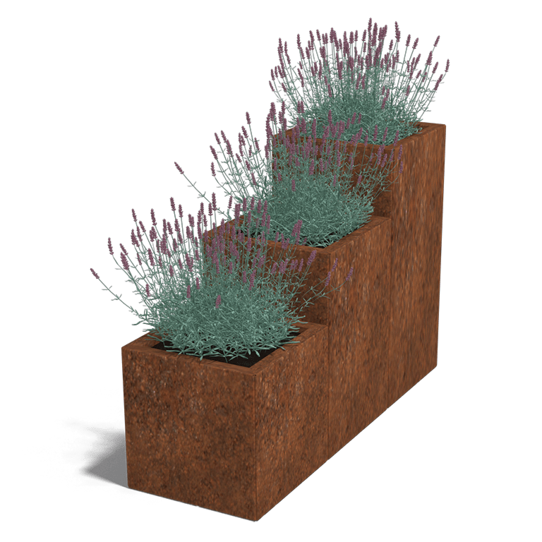 Plantenbak cortenstaal Trapmodel 3 x 40 cm