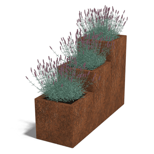 Corten steel planter, step model, 3 x 40 cm