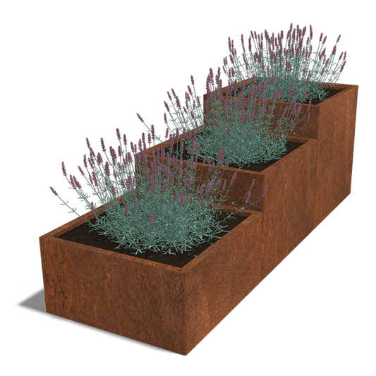 Corten steel planter, step model, 3 x 80 cm