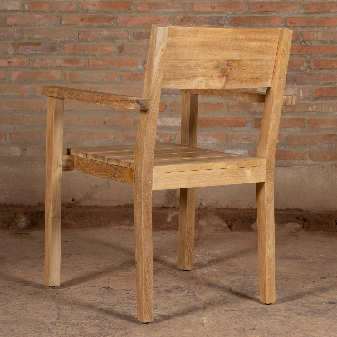 Chaise de jardin empilable en teck haut de gamme Salawati 1er