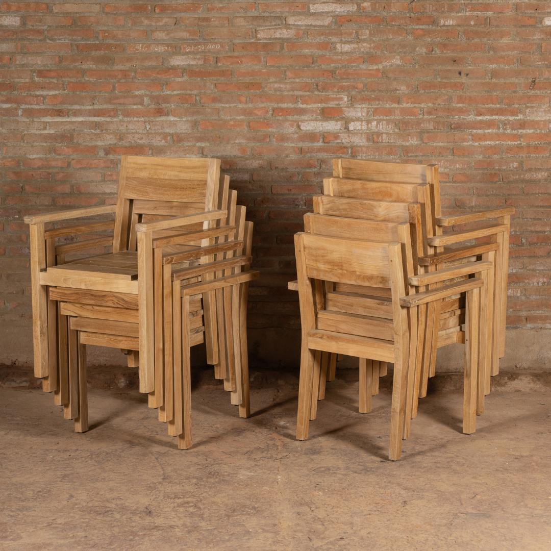 Chaise de jardin empilable en teck haut de gamme Salawati 1er