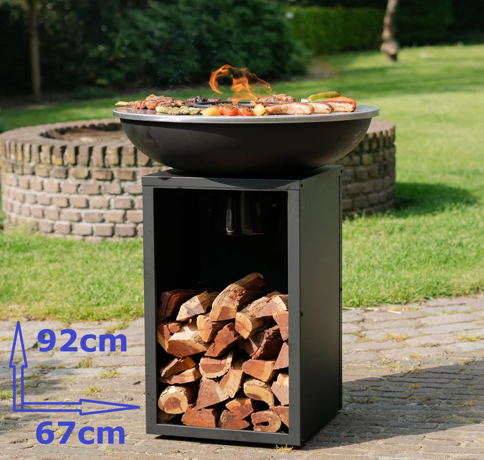 BBQ Plancha Grill Amigo - With cover and wood storage Ø67cm