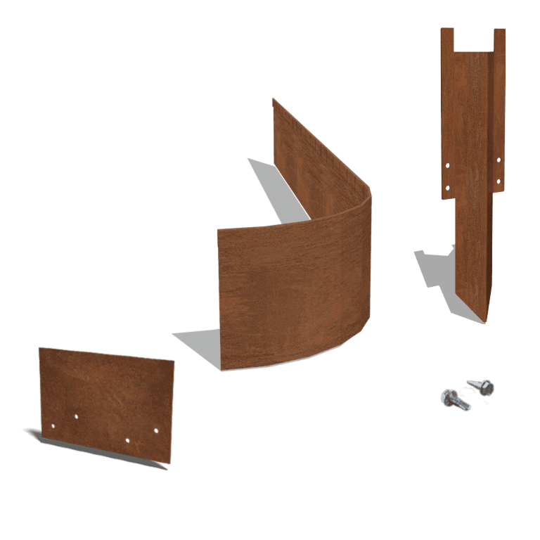 Corten steel edge restraint FLEX flattened 23 cm complete set per 15 meters