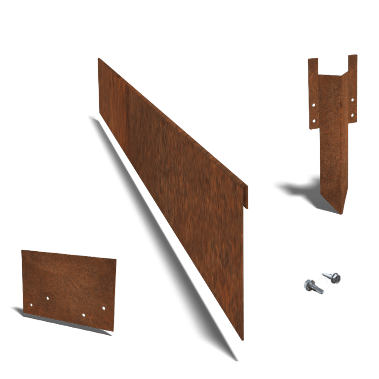 Corten steel edge restraint crushed 13 cm complete set per 15 meters
