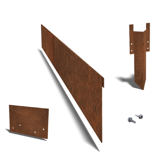 Cortenstaal kantopsluiting geplet 13 cm complete set per 15 meter