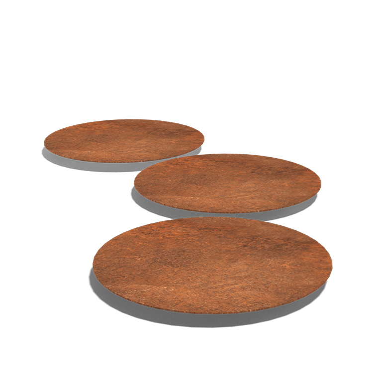 Dalle de marche ronde en acier corten D 50 cm