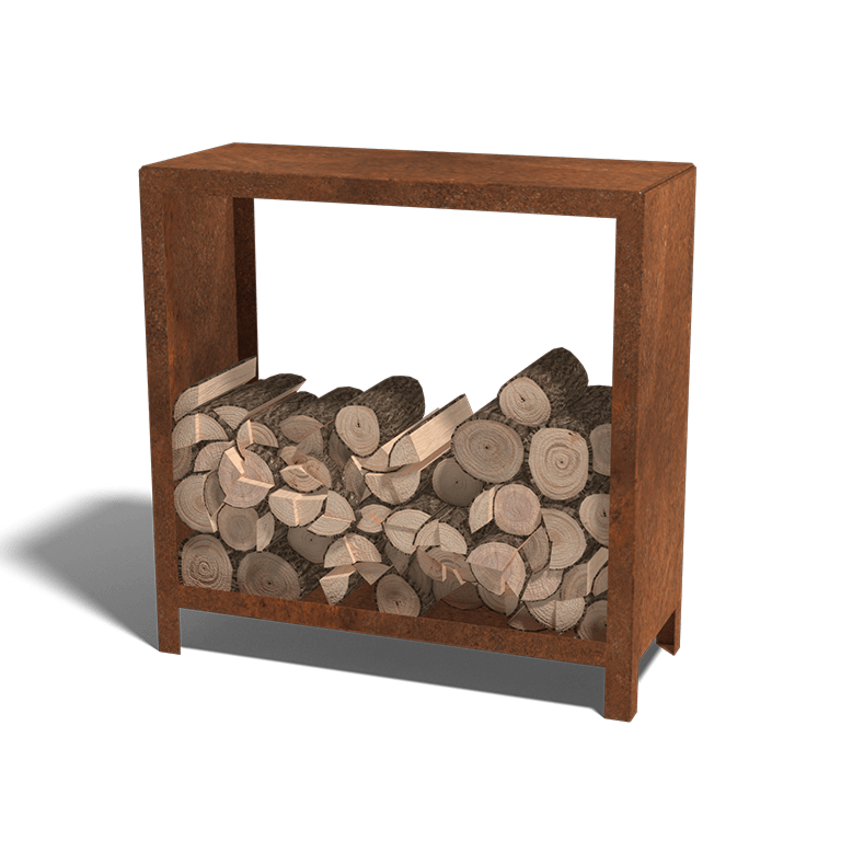 Wood storage in Corten steel 100 x 100 x 40 cm