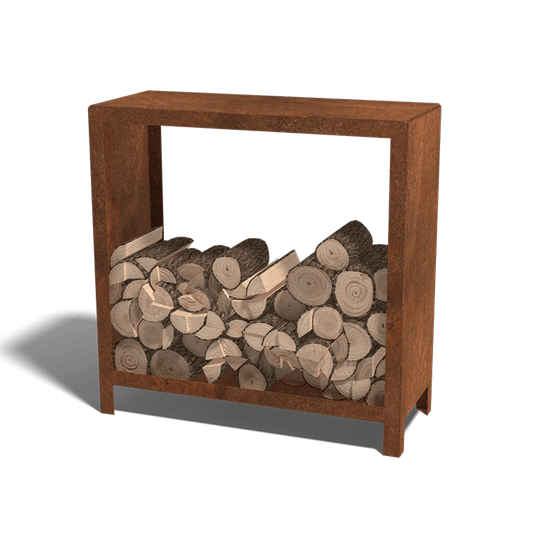 Houtopslag in Cortenstaal 100 x 100 x 40 cm