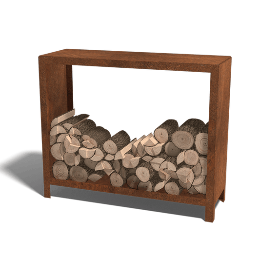 Houtopslag in cortenstaal 100 x 120 x 40 cm