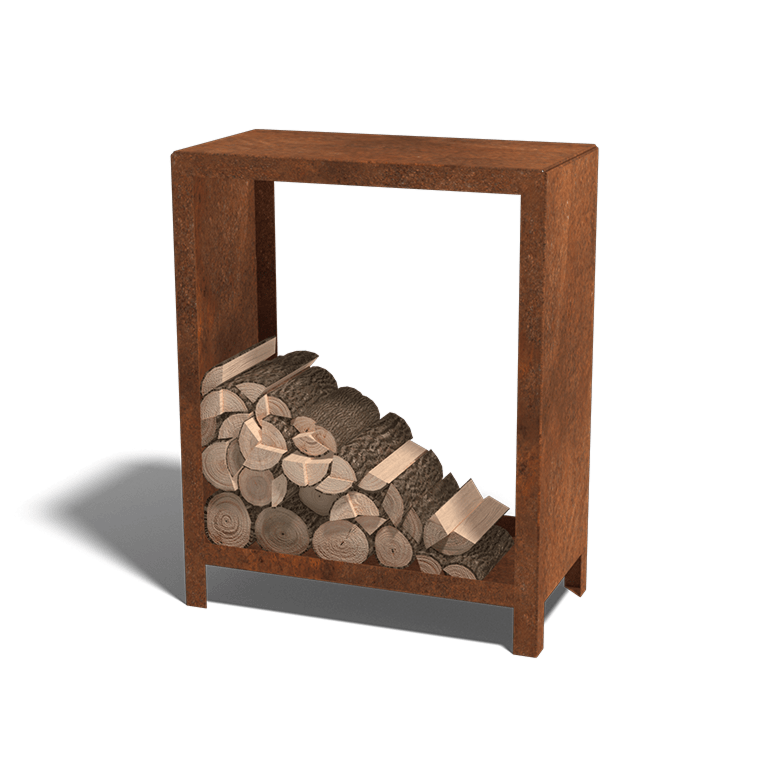 Wood storage in corten steel 100 x 80 x 40 cm