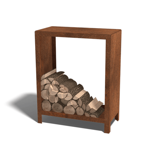 Houtopslag in cortenstaal 100 x 80 x 40 cm