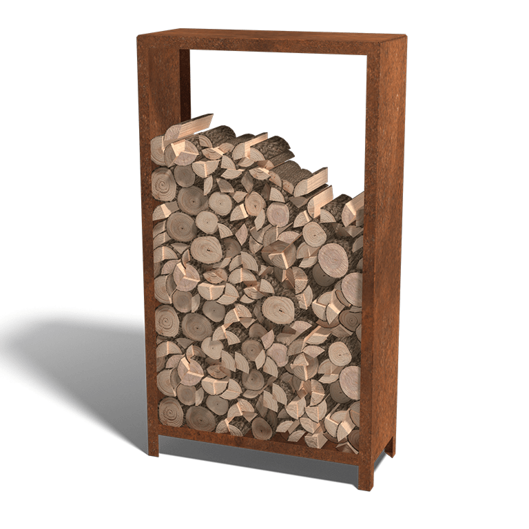 Wood storage in Corten steel 180 x 100 x 40 cm