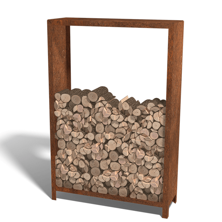 Wood storage in corten steel 180 x 120 x 40 cm