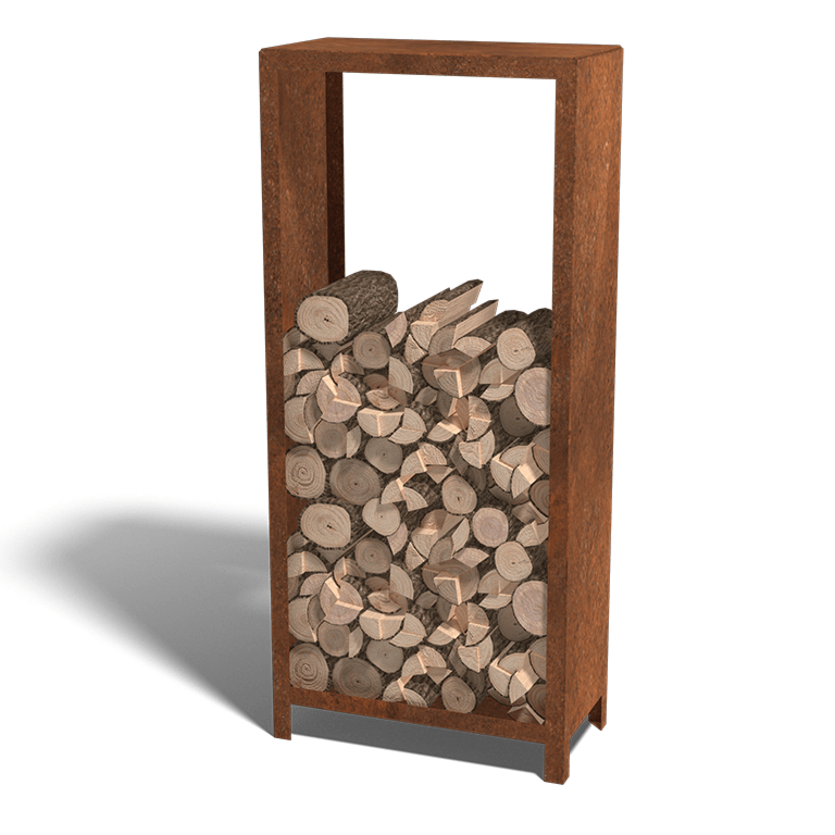 Wood storage in corten steel 180 x 80 x 40 cm