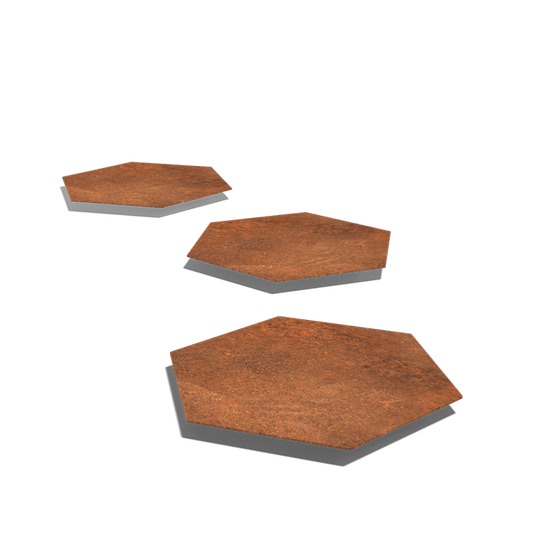 Cortenstaal staptegel hexagon 50 x 43 cm