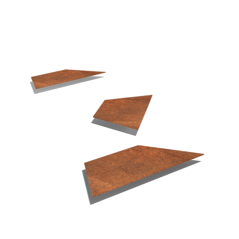 Corten steel step tile hexagon 50 x 21.5 cm