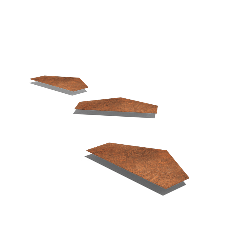 Corten steel step tile hexagon 43 x 25 cm