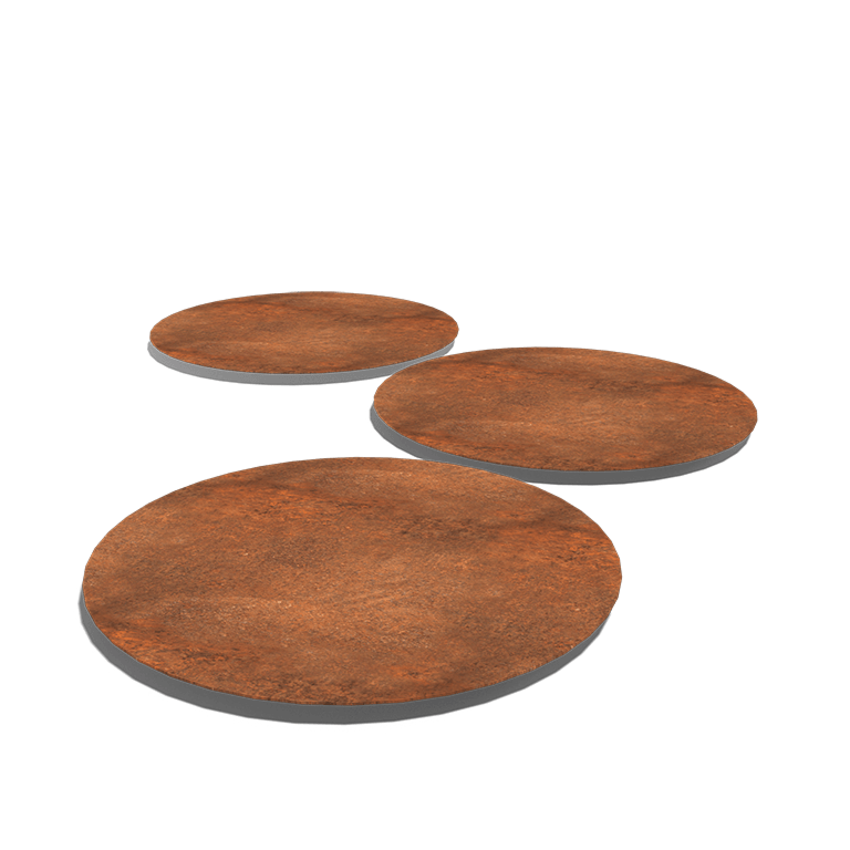 Dalle de marche ronde en acier corten D 75 cm