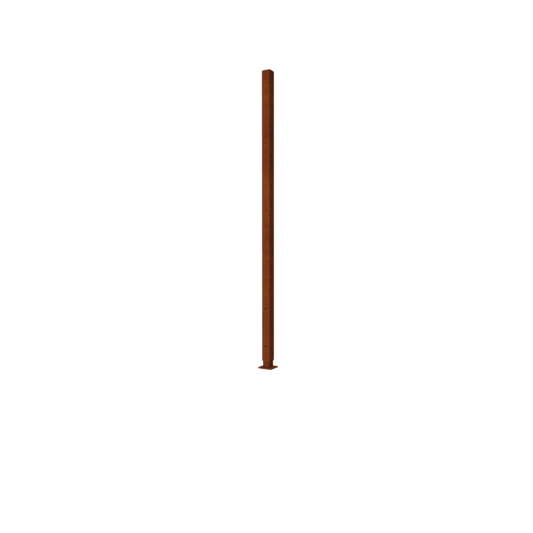 Corten steel fence H end post with base plate 190 x 6 x 6 cm